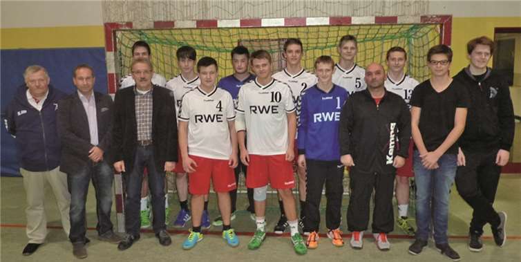 Die B-Jugend mit ihren neuen Trikots. Förderverein Handball in Welling