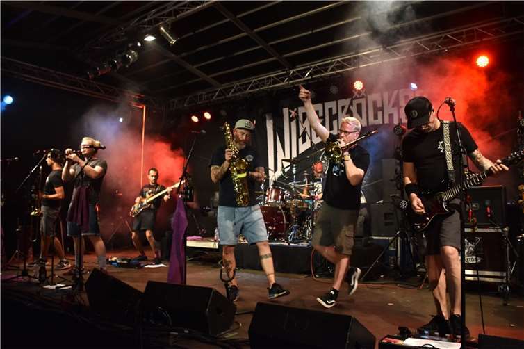 Die Band Wisecräcker brachte SkaPunk mit Brett und Bläsern auf die Bühne des „WAKE UP“ Festivals.  Fotos: HEP