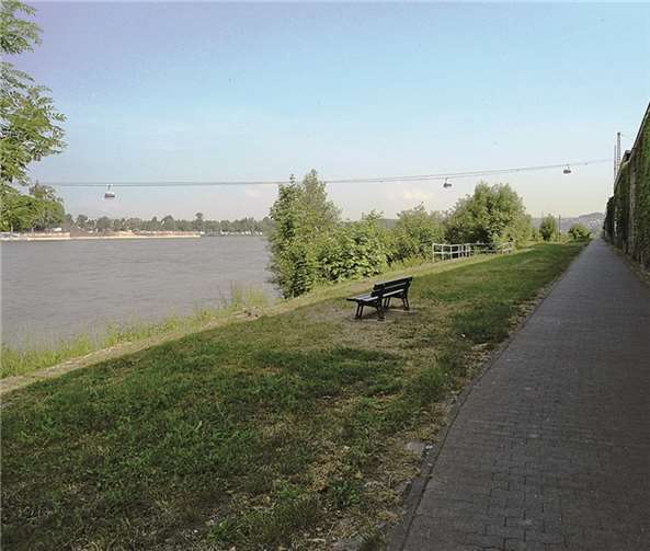 Die Bank am Rheinufer wurde auf Wunsch der Feuerwehr an neuen Standort versetzt. privat