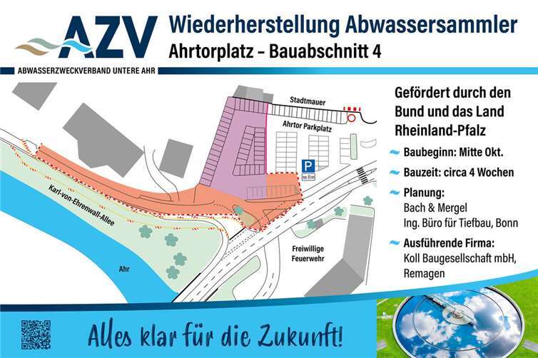 Die Bauzeit des Gemeinschaftsprojektes ist bis Ende November vorgesehen.  Foto: Abwasserzweckverband (AZV) Untere Ahr