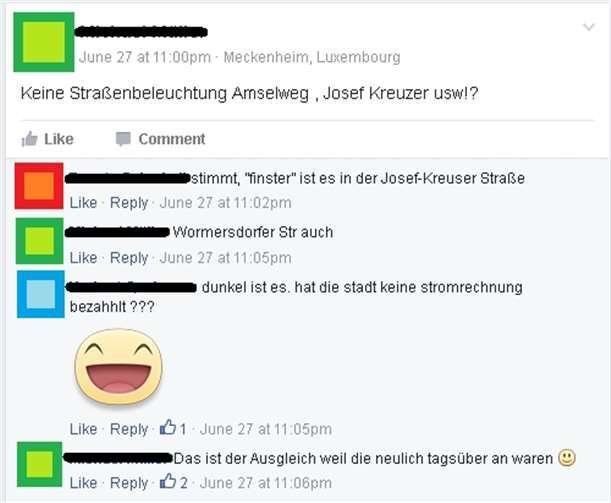 Die Bewohner waren unsicher, was der Grund für die Störungen sein könnte. Es wurden Maßnahmen wie "Verbrauch von überschüssigem Strom" vermutet - die Erklärung ist allerdings naheliegender. Facebook.com