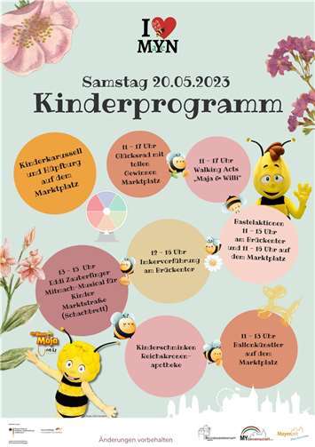 Die Biene Maja & Willi freuen sich auf viele Besucher des Be(e)ats-Festivals.Foto: Stadt Mayen / Die Biene Maja und Willi: von.tz GmbH EVENTAGENTUR