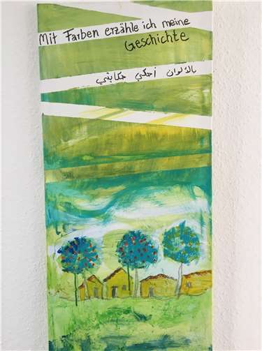 Kinder und Erwachsene und ihre Fluchtgeschichten in Bild und Text Die Bilder entstanden in einem Kunstprojekt. Foto: privat