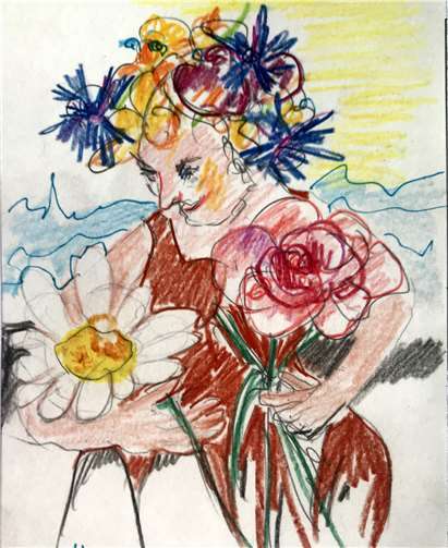 „Die Blumenberta“ von Editha Pröbstle. Dieses Kunstwerke hat schon einen Besitzer gefunden. Die Kunstwerke sind alles Unikate. Foto: privat