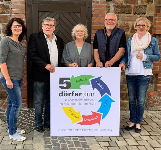 Die Bürgermeisterinnen und die Bürgermeister der fünf beteiligten Ortsgemeinden Alsbach, Caan, Nauort, Sessenbach und Wirscheid. Foto: privat