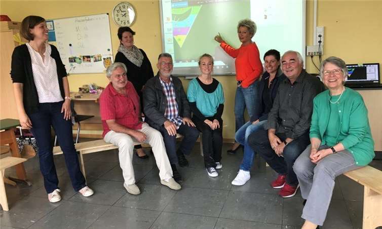 Die CDU Fraktion und Mitglieder des Vorstandes während des Besuches der Grundschule Leubsdorf.privat