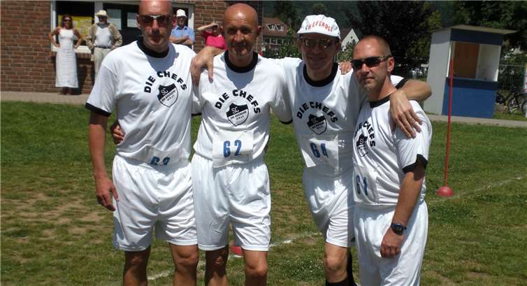 Die „Chefs“ waren bei jedem Strandstaffellauf dabei (von links): Jürgen Klapperich, Günter Kramprich, Martin Unkelbach und Lutz Baumann.