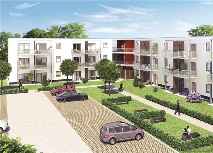 Die Computergrafik zeigt, wie der Neubau der Wohnungen in Lützel einmal aussehen soll.