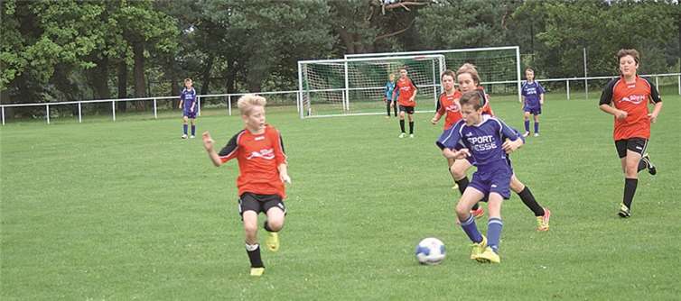 Die D-Jugend studierte verschiedene Spielvarianten und Angriffszüge und mehr beim Trainingswochenende ein. privat