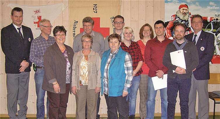 Die DRK-Ortsverein-Mendig-Helfer mit mehr als 100 Einsatzstunden in 2014.