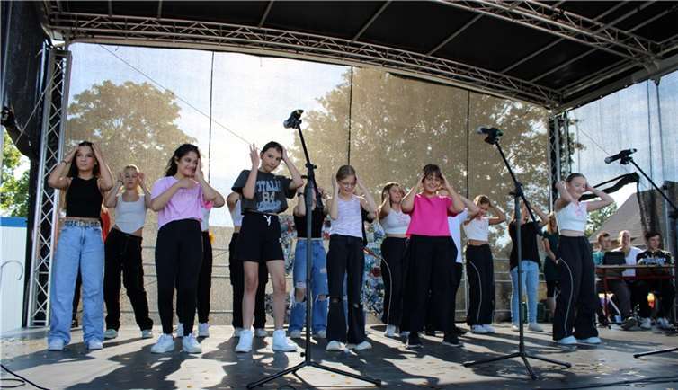 Die „Dancing Girls“ bei ihrem Auftritt zum 50. Jubiläum der Ahrtalschule.  Foto: DU