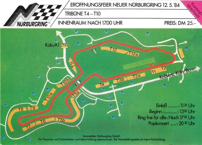 Die Eintrittskarte zur Eröffnungsfeier am 12. Mai 1984. Zu erleben gab es für die Besucher unter anderem das Eröffnungsrennen – mit dem Brasilianer Ayrton Senna als Sieger.  Foto: Nürburgring