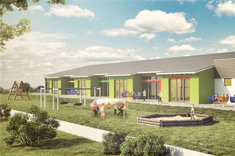 Die „Entwurfsplanung“ des Architekturbüro Karich für den Kindergartenneubau. privat