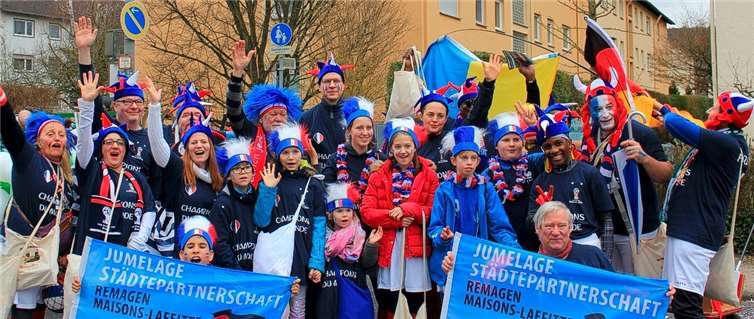 Die „Équipe Tricolore“ beim Remagener Karnevalszug. Foto: Amis de Remagen