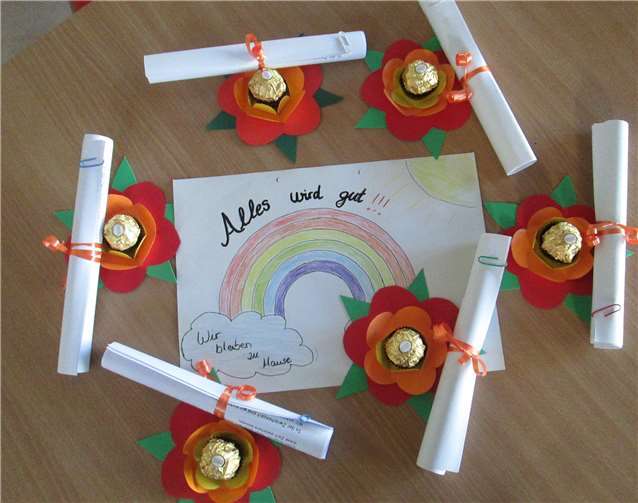 Die Erzieherinnen der Kita haben Frühlingsgrüße an die Kinder verteilt. Foto: privat