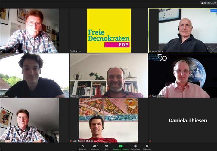 Die FDP ermöglicht per Videokonferenz den unmittelbaren Kontakt und die Diskussion mit Landespolitikern, hier mit Marco Weber, parlamentarischer Geschäftsführer der FDP-Landtagsfraktion. Foto: privat