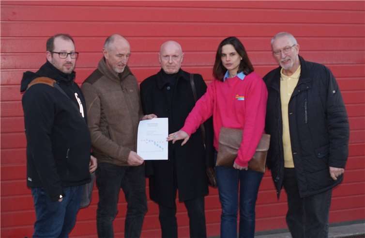 Die FDP ist entsetzt über die Entwicklung der Kreisfinanzen, denn alle Zahlen zeigen nach unten (v. l.): David Jacobs, Ulrich van Bebber, Christina Steinhausen und Dirk Herminghaus.  Foto: Fritz-Peter Steinhausen