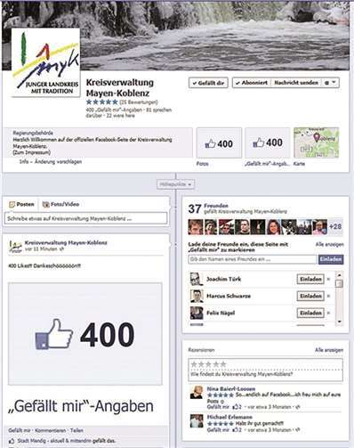 Die Facebook-Seite der Kreisverwaltung Mayen-Koblenz. KV-MYK