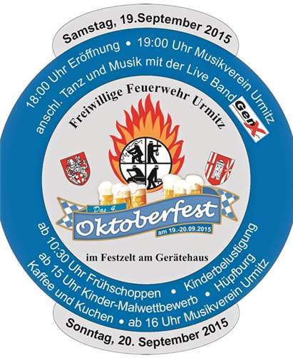 Die Freiwillige Feuerwehr Urmitz lädt zum Oktoberfest ein.
