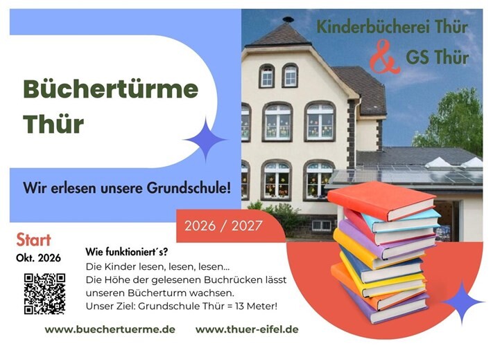 Die GS Thür liest hoch hinaus! Foto: Marina Luxem