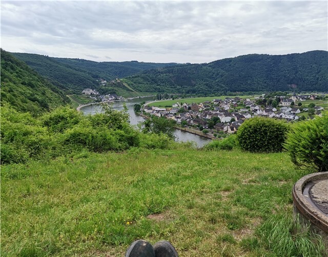 Die Gäste haben von der Bank einen tollen Ausblick auf das Moseltal.