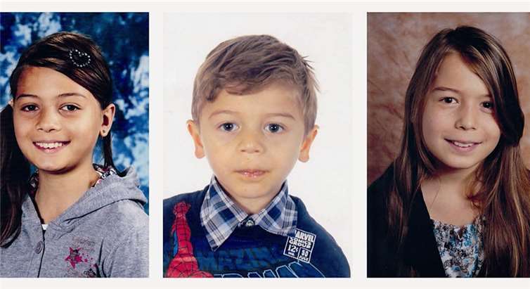 Die Geschwister Kader (14 Jahre), Mustafa (5 Jahre) und Sibel (12 Jahre).  privat