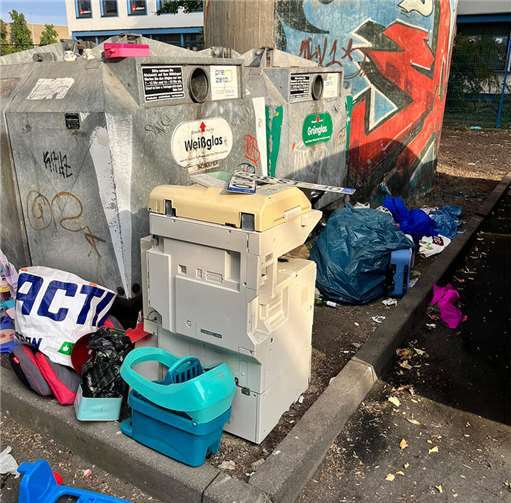 Die Glascontainer unter der Rheinbrücke.Foto: privat