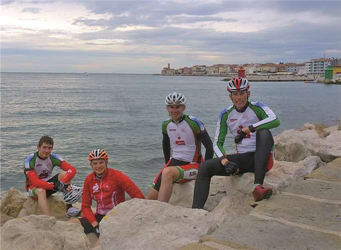 Die Gruppe Max Göke, Felix Schneider, Patrick Loch und Martin Reis in Piran (Slowenien) (v.l.). privat