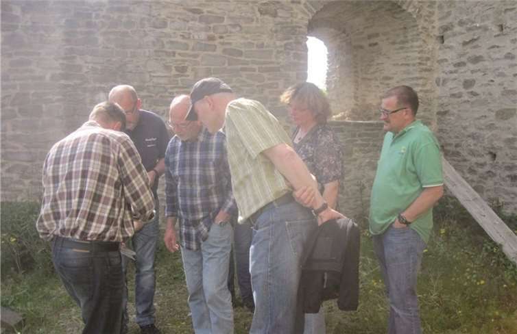 Die Gruppe auf der Burgruine Reichenstein.