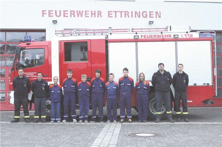Die Gruppe der Jugendfeuerwehr Ettringen an ihrem 45-jährigen Jubiläum. BS