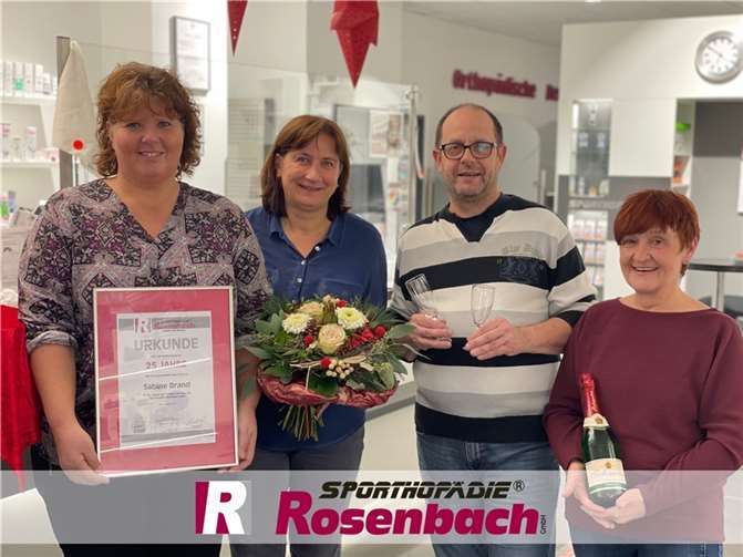 Die Jubilare von Sportorthopädie Rosenbach. Quelle: Sportorthopädie Rosenbach