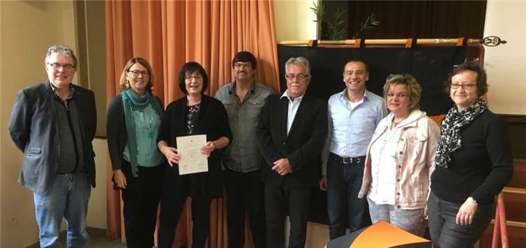 Die Jubilare zusammen mit Petra Heusler, Präses Alexander Kurp und dem Vorsitzenden Alfred Rochlus. privat