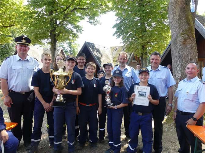 Die Jugendfeuerwehr aus Büchel siegte bei der Orientierungswanderung und errang in 2022 den Wanderpokal.