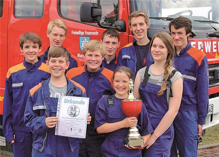 Die Jugendfeuerwehr der Löschgruppe Villip gewann den Wanderpokal beim Leistungsnachweis.