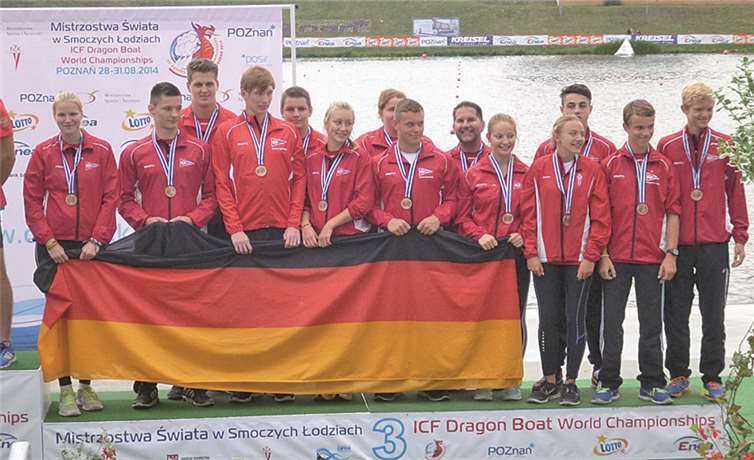 Post-Sportler sind Weltmeister Die Junioren erhalten die Bronze-Medaille in der Klasse Mixed.