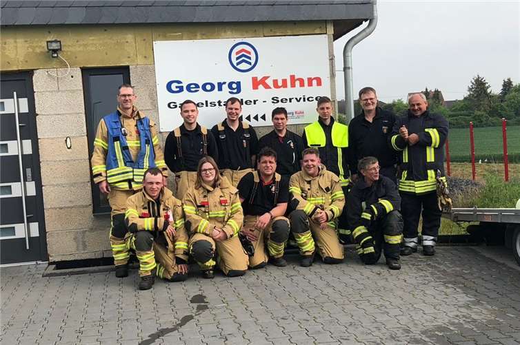 Die Kameraden der Feuerwehr Thür nach der Übung.Foto: FFW Thür