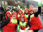 Die Karnevalsgruppe "Gruppe Jäger" beim Karnevalsumzug in Oberbreisig 2016
