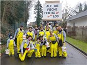 Die Karnevalsgruppe "Gruppe Jäger" beim Karnevalsumzug in Oberbreisig 2020