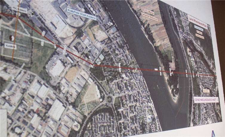 Die Karte zeigte den geplanten Verlauf der Gleichstromtrasse über Wallersheim und Kesselheim.