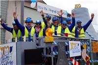 Die Ki und Ka Kärlich thematisierte auf ihrem Motivwagen den Abriss des Kühlturm...