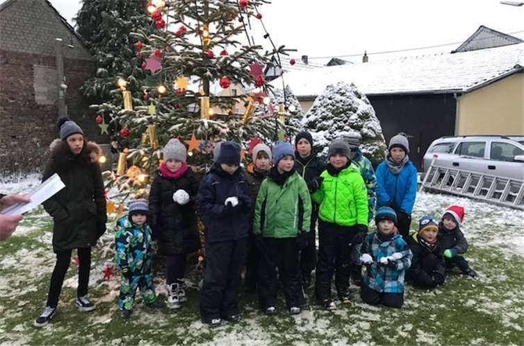 Die Kinder aus Berg schmückten ihren Weihnachtsbaum.privat