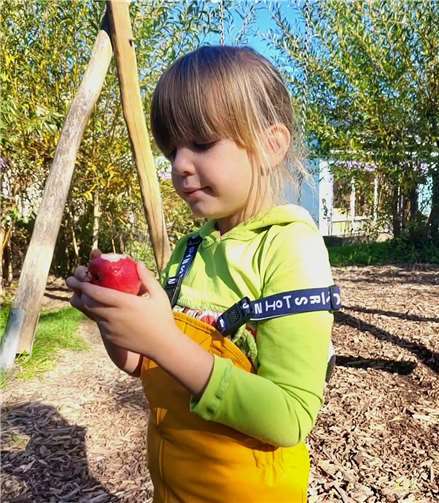 Die Kinder genossen die Äpfel.  Foto: Kita Kettig