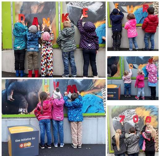 Die Kinder hatten großen Spaß im Zoo und zeigten ihre Freude mit einem kreativen Fotoprojekt. privat