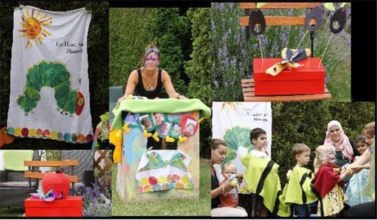 „Die kleine Raupe Nimmersatt“ Die Kinder hatten im Rahmen eines Projekts eine Theateraufführung sowie verschiedene Kunstwerke zum Buch „Die kleine Raupe Nimmersatt“ vorbereitet. privat