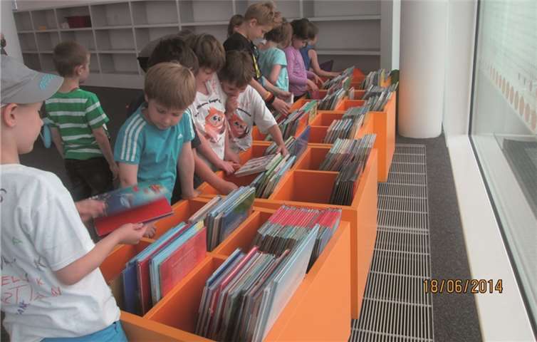 Die Kinder konnten in der großen Bibliothek stöbern.privat