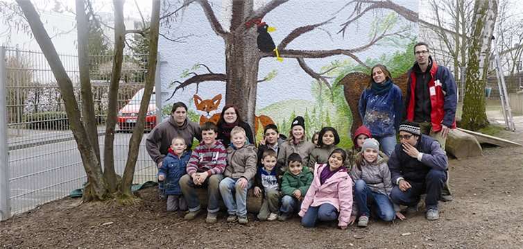 Die Kinder und Betreuer hatten viel Spaß bei der Anfertigung der Wandmalereien. Privat