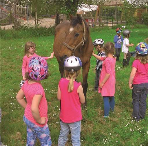 Die Kinder wurden von einem echten Pferd besucht.