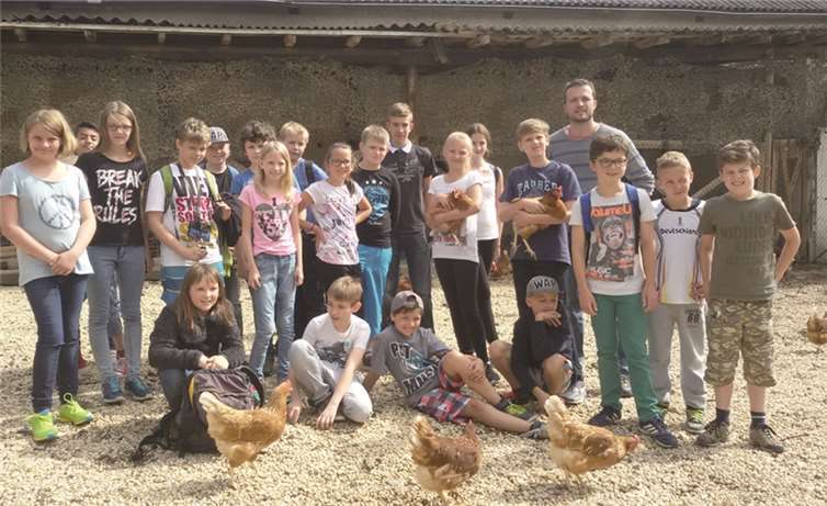 Die Klasse 5b der RS plus Untermosel besuchte den Hühnerhof „Haehn-Gut“ in Kobern-Gondorf.privat