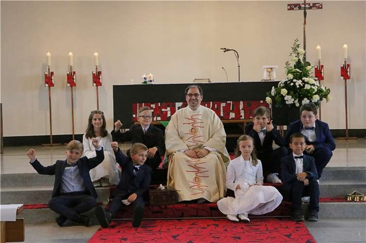 Die Kommunionkinder freuten sich sehr. Quelle: Ortsgemeinde Nörtershausen/Pfaffenheck