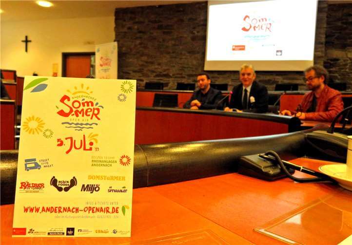 Die Kulturverantwortlichen der Stadt Andernach stellten der Presse das „Andernacher Sommer Open Air 2019“ vor. Fotos: MKA